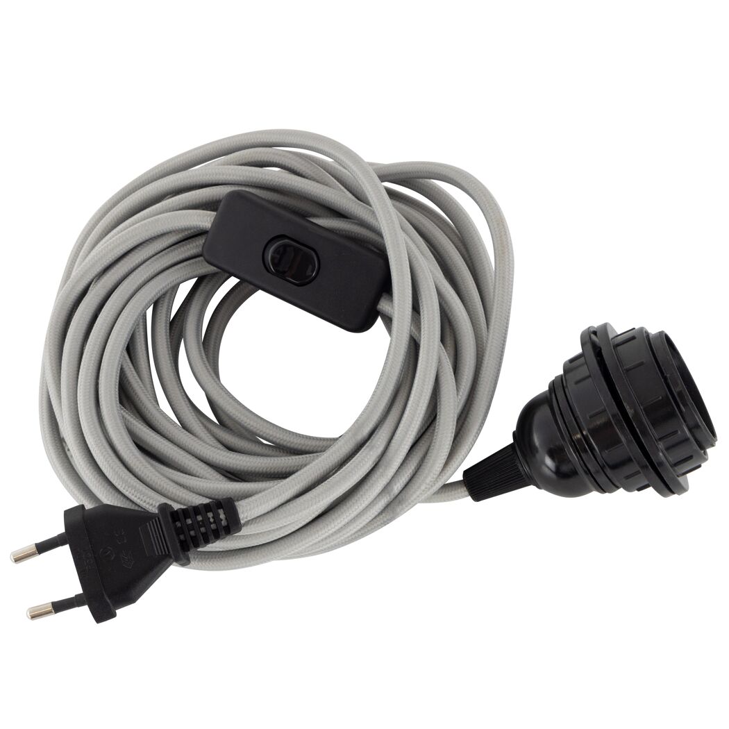 Graues Leuchtenpendel E27 mit Schalter und Stecker