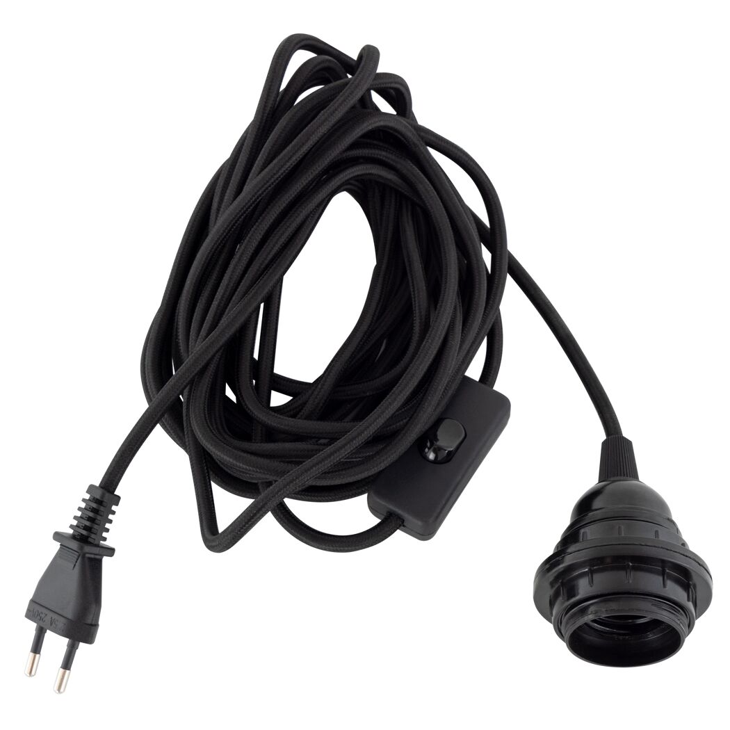 Schwarzes Leuchtenpendel E27 mit Schalter und Stecker