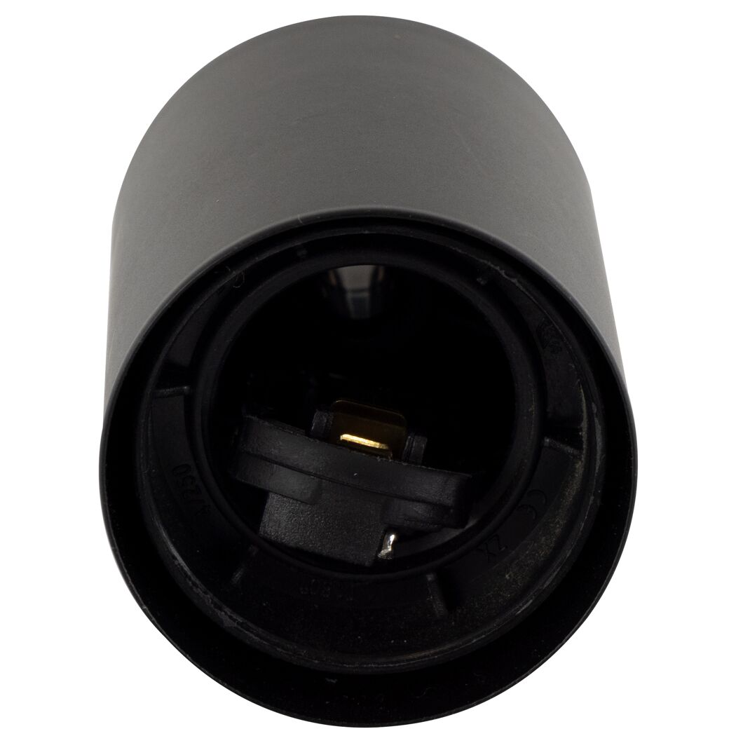 Schwarze E27 Lampenfassung, Nahaufnahme