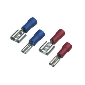 Flachstecker-Set rot/blau, 24 Stück