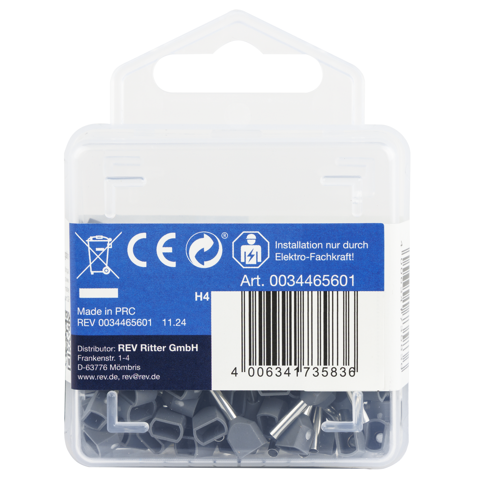Aderendhülse Twin 0,75 mm² für 2 Adern grau, 100 Stück