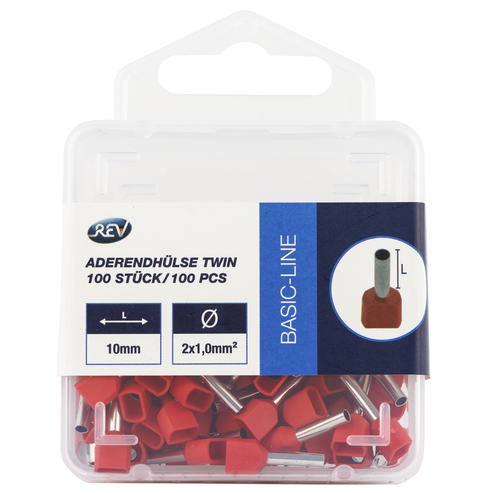 Aderendhülse Twin 1,0 mm² für 2 Adern rot, 100 Stück