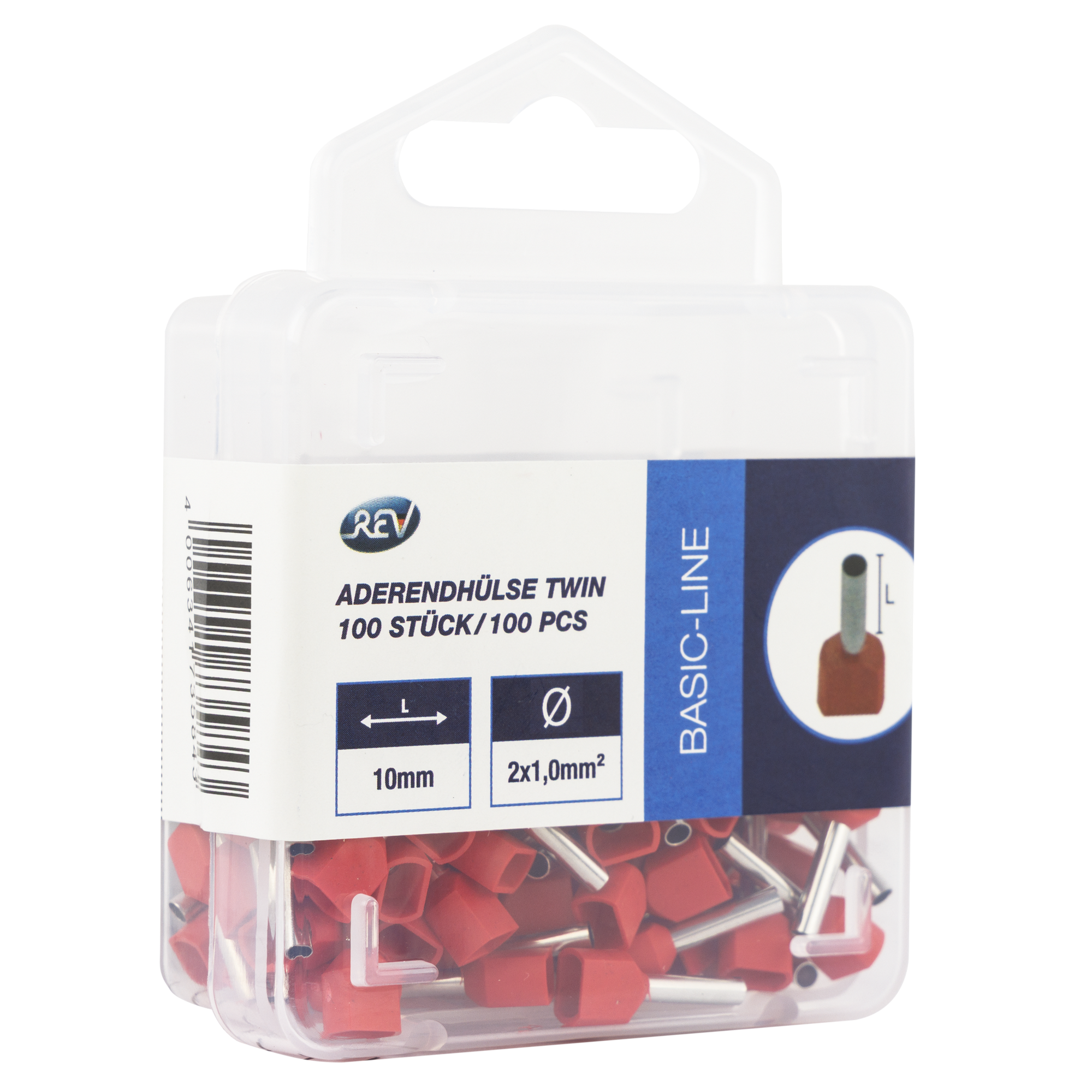 Aderendhülse Twin 1,0 mm² für 2 Adern rot, 100 Stück