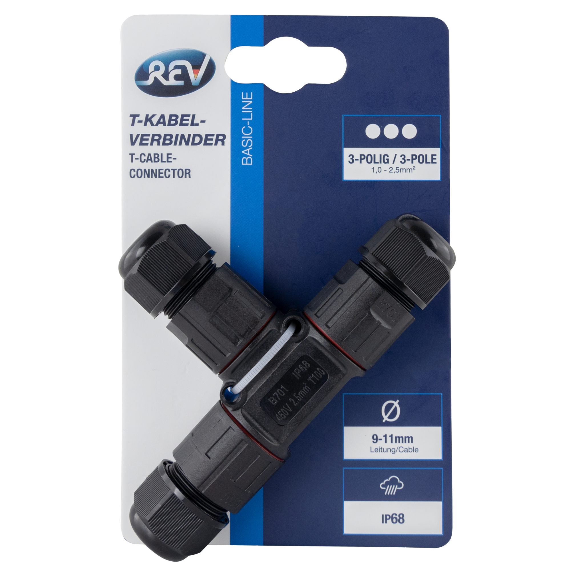 Kabelverbinder schwarz 3-polig