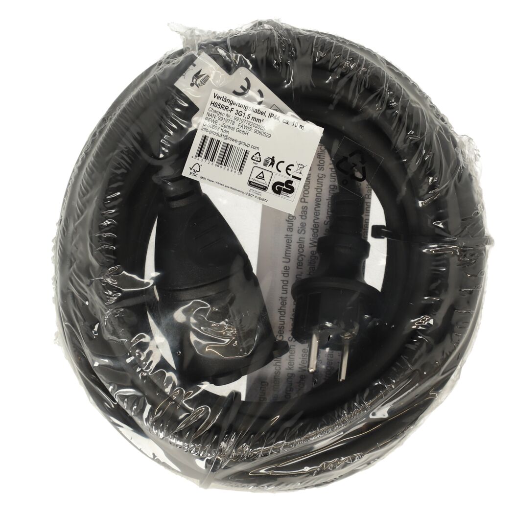 Verlängerung IP44 schwarz 10 m