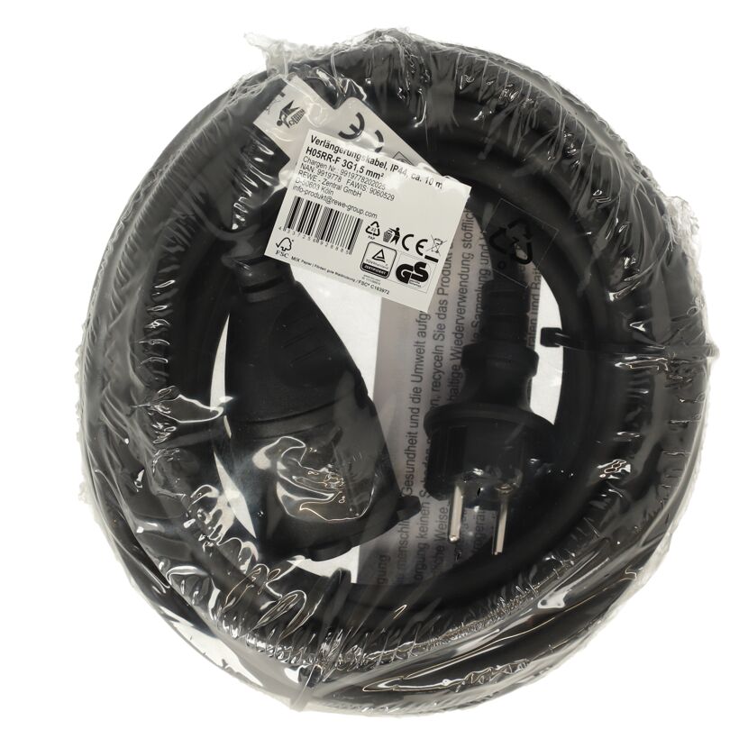 Verlängerung IP44 schwarz 10 m