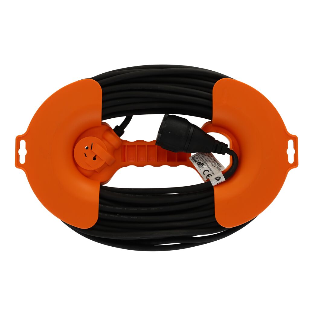 Verlängerung mit Tragehilfe IP44 schwarz/orange 25 m