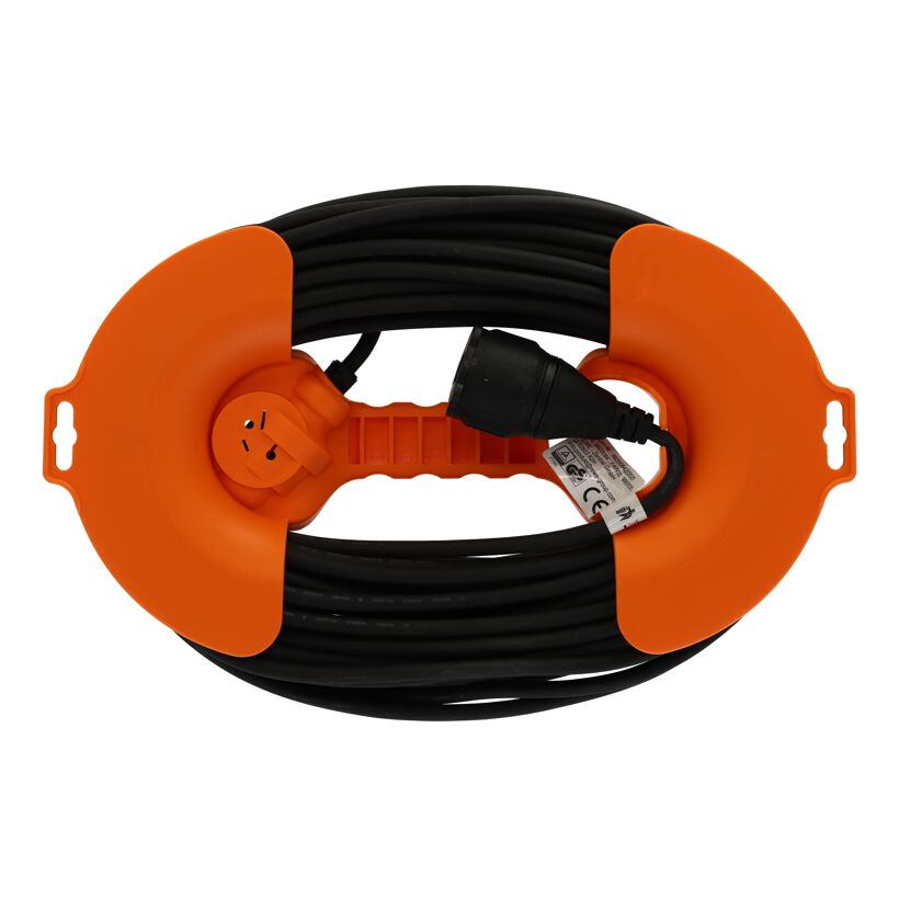 Verlängerung mit Tragehilfe IP44 schwarz/orange 25 m
