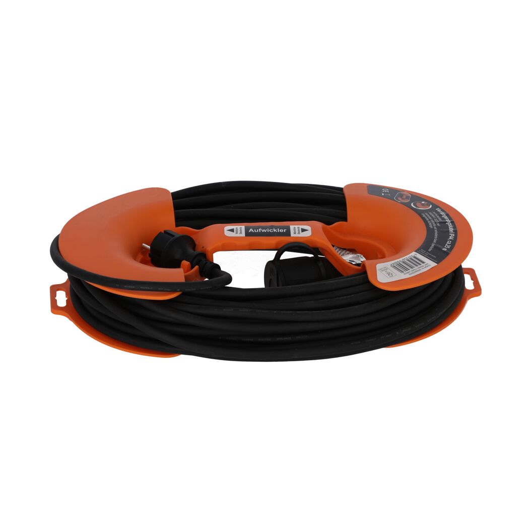 Verlängerung mit Tragehilfe IP44 schwarz/orange 25 m