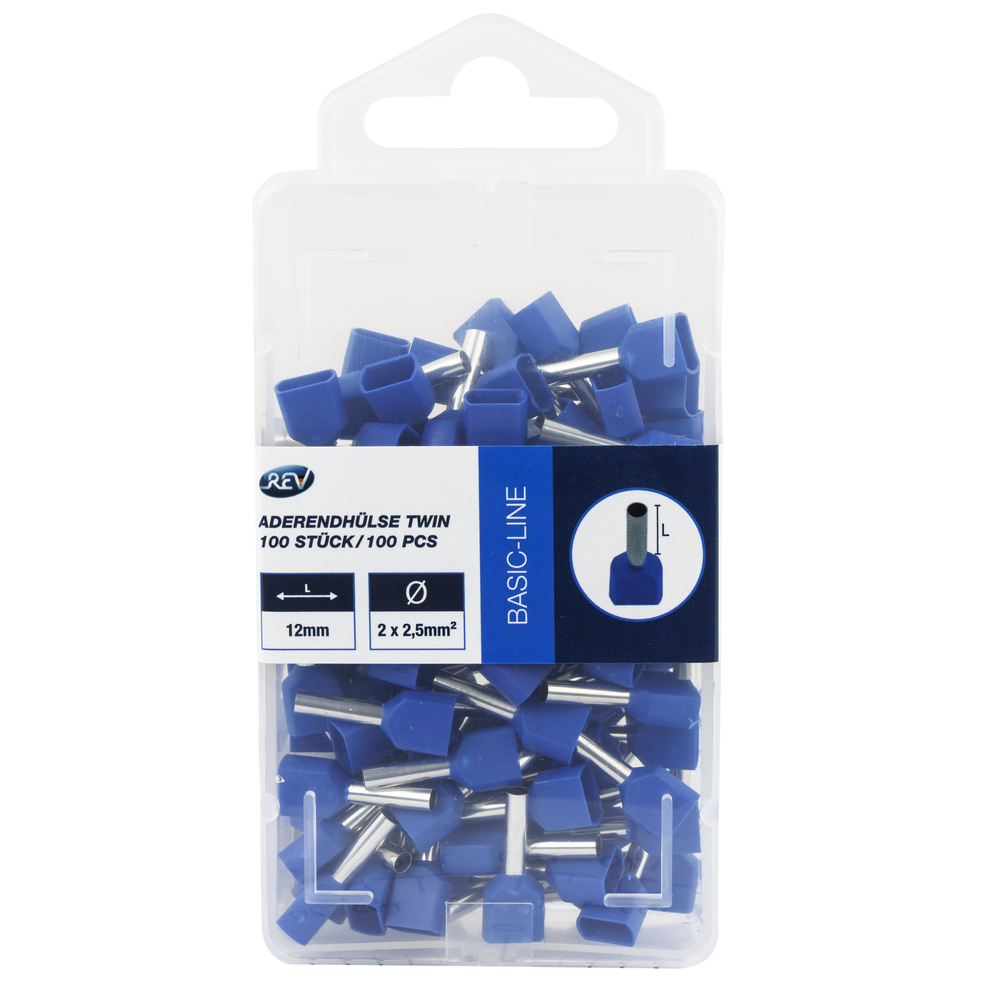 Aderendhülse Twin 2,5 mm² für 2 Adern blau, 100 Stück