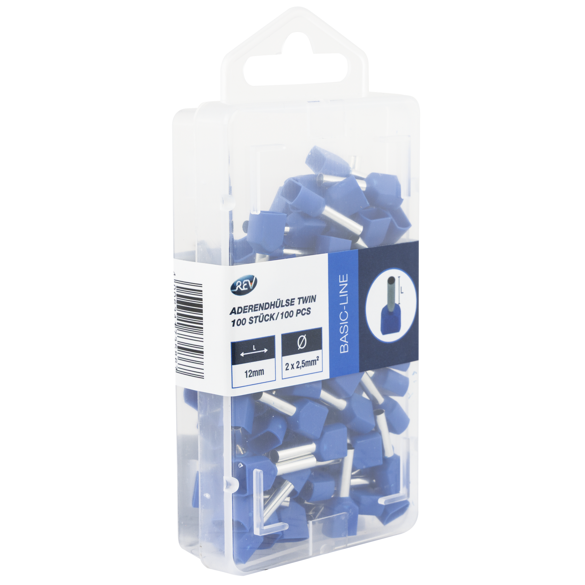 Aderendhülse Twin 2,5 mm² für 2 Adern blau, 100 Stück