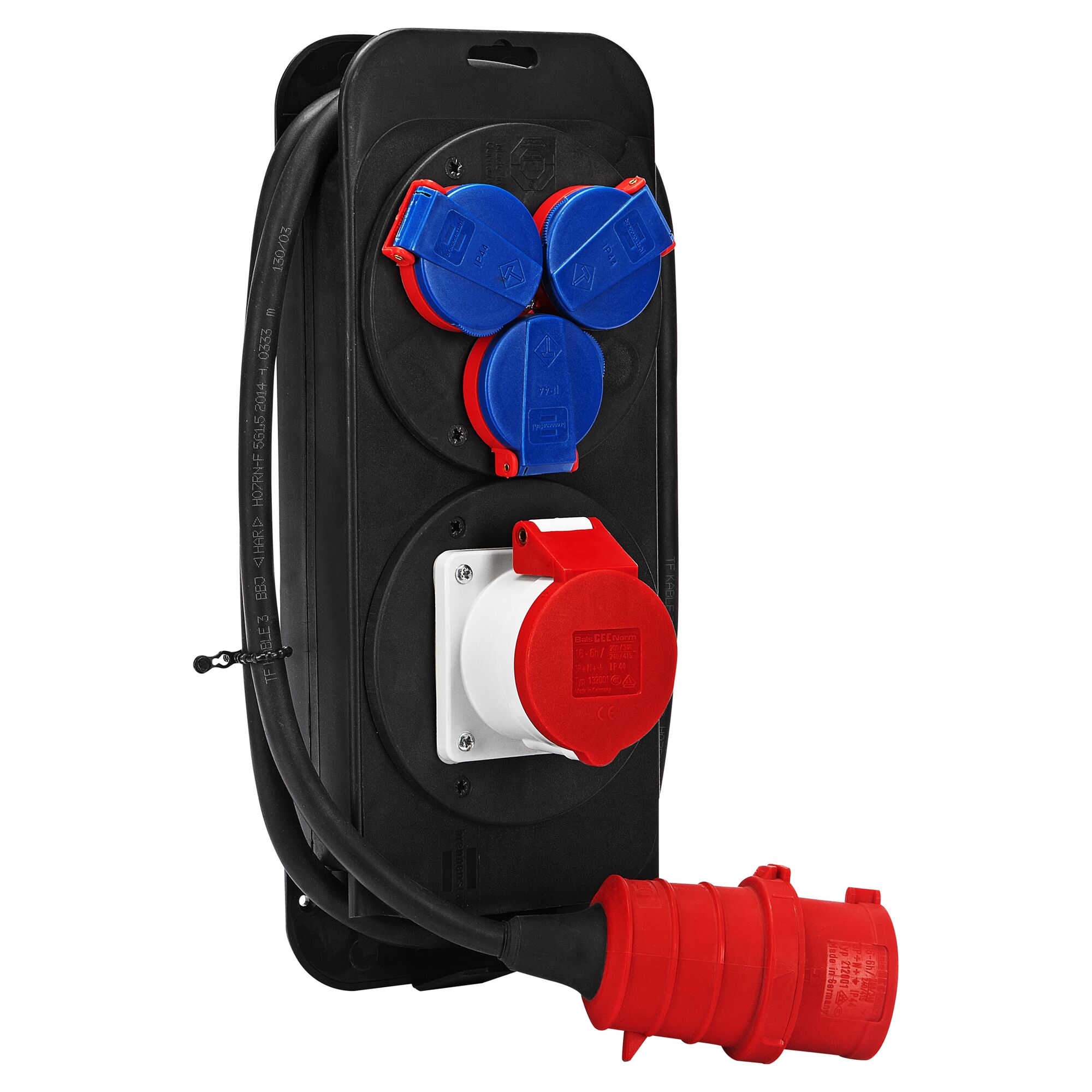 CEE-Stromverteiler mit Kabel und Steckdosen