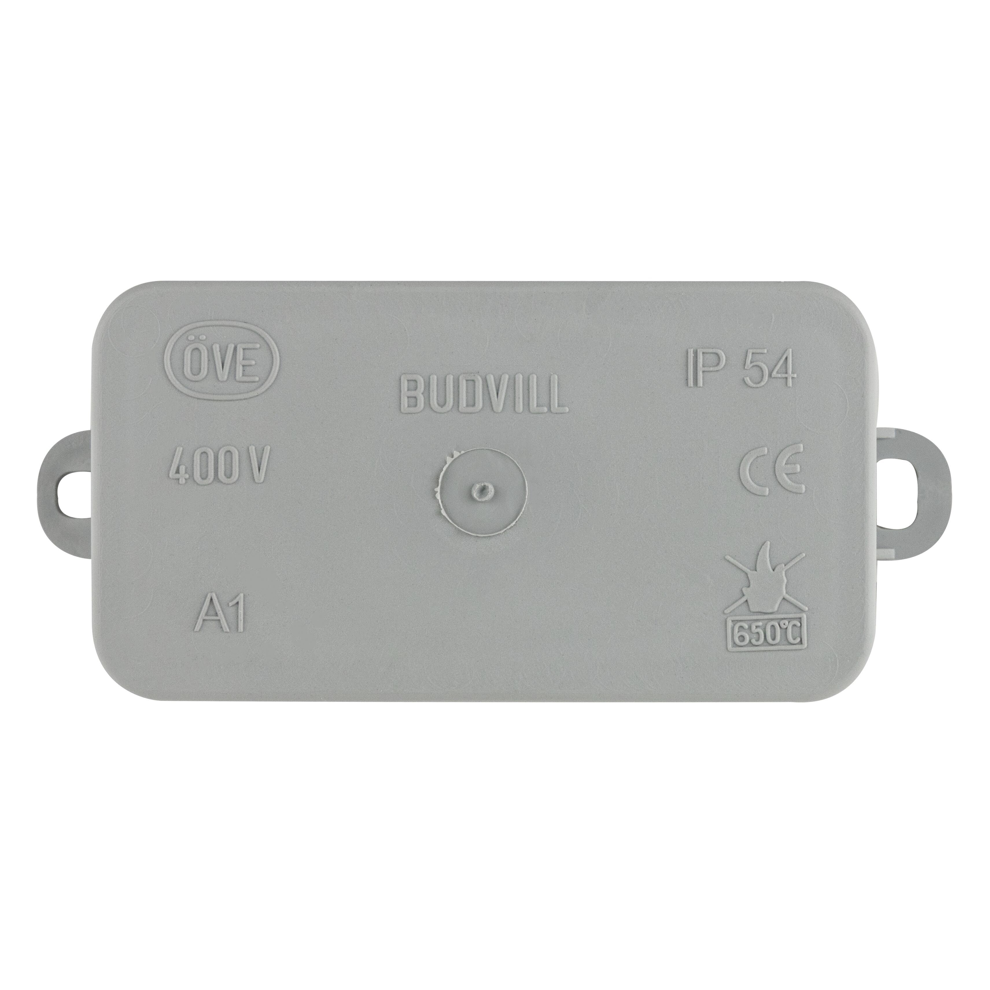 Grauer Abzweigkasten Budvill, IP54, 400V, A1, 650°C