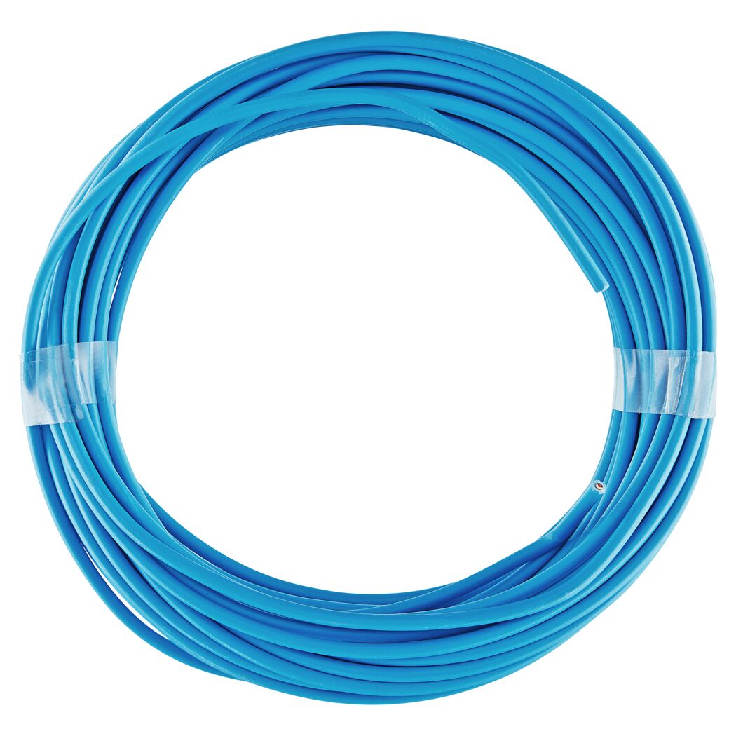 Blaue Aderleitung H07V-U 1,5qmm, aufgerollt.