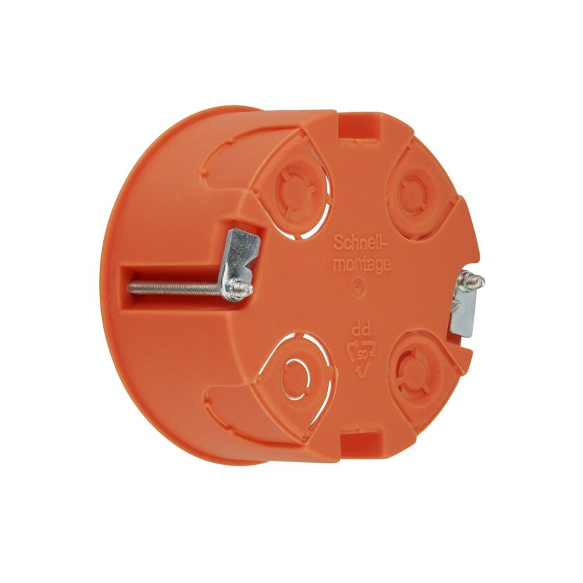 Orange Hohlwanddose von hinten