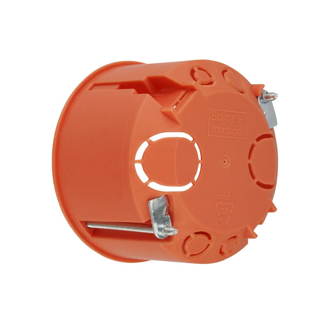 Orange Hohlwanddose von hinten