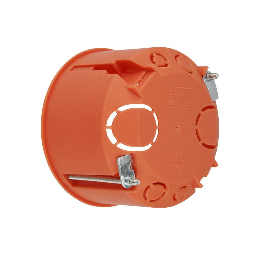 Orange Hohlwanddose von hinten