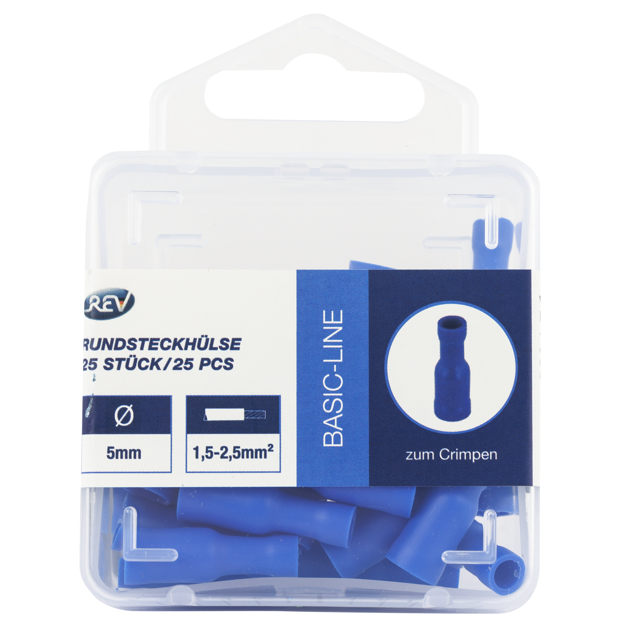Rundsteckerhülse Ø 5 mm 1,5-2,5 mm² blau, 25 Stück
