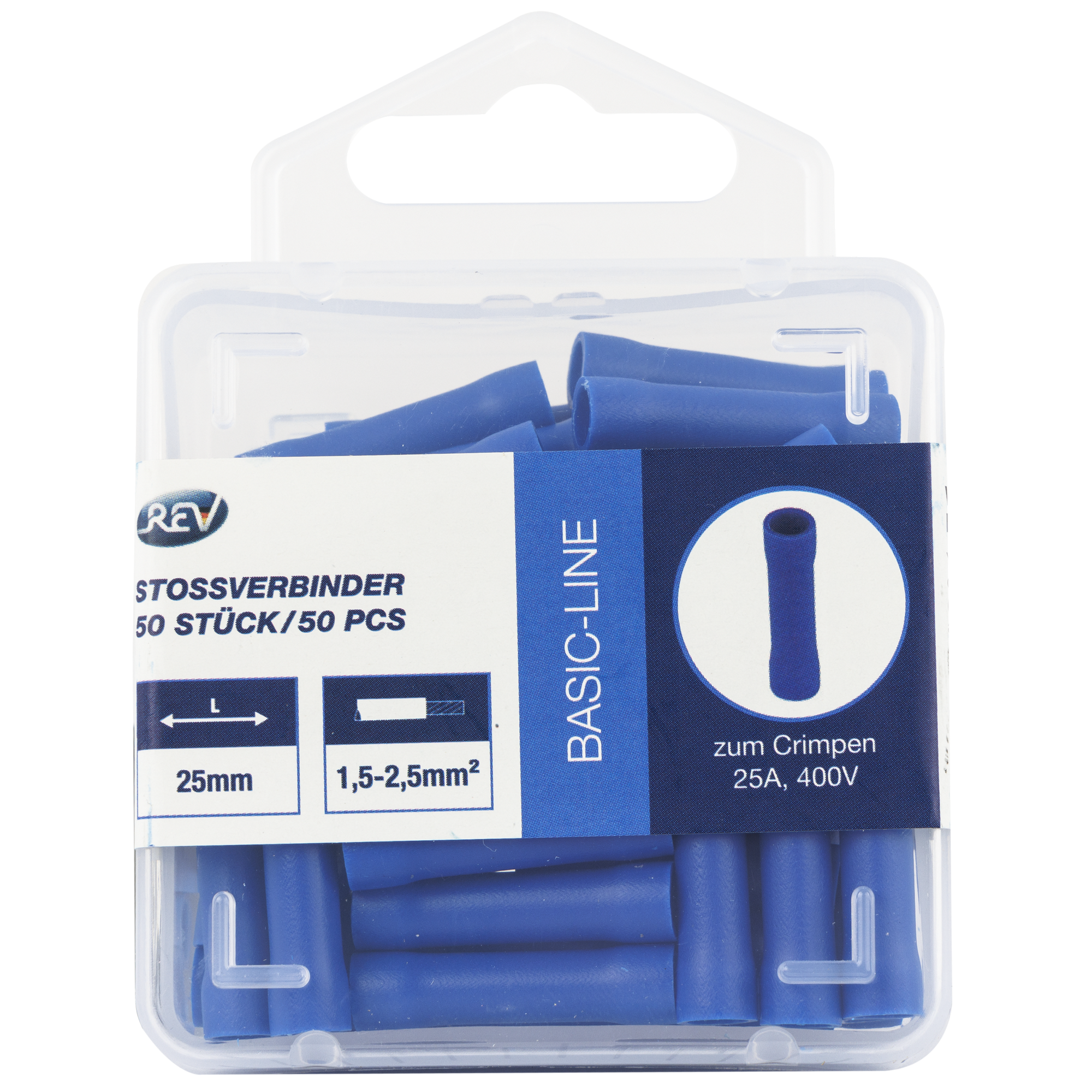 Stoßverbinder 1,5-2,5 mm² blau, 50 Stück