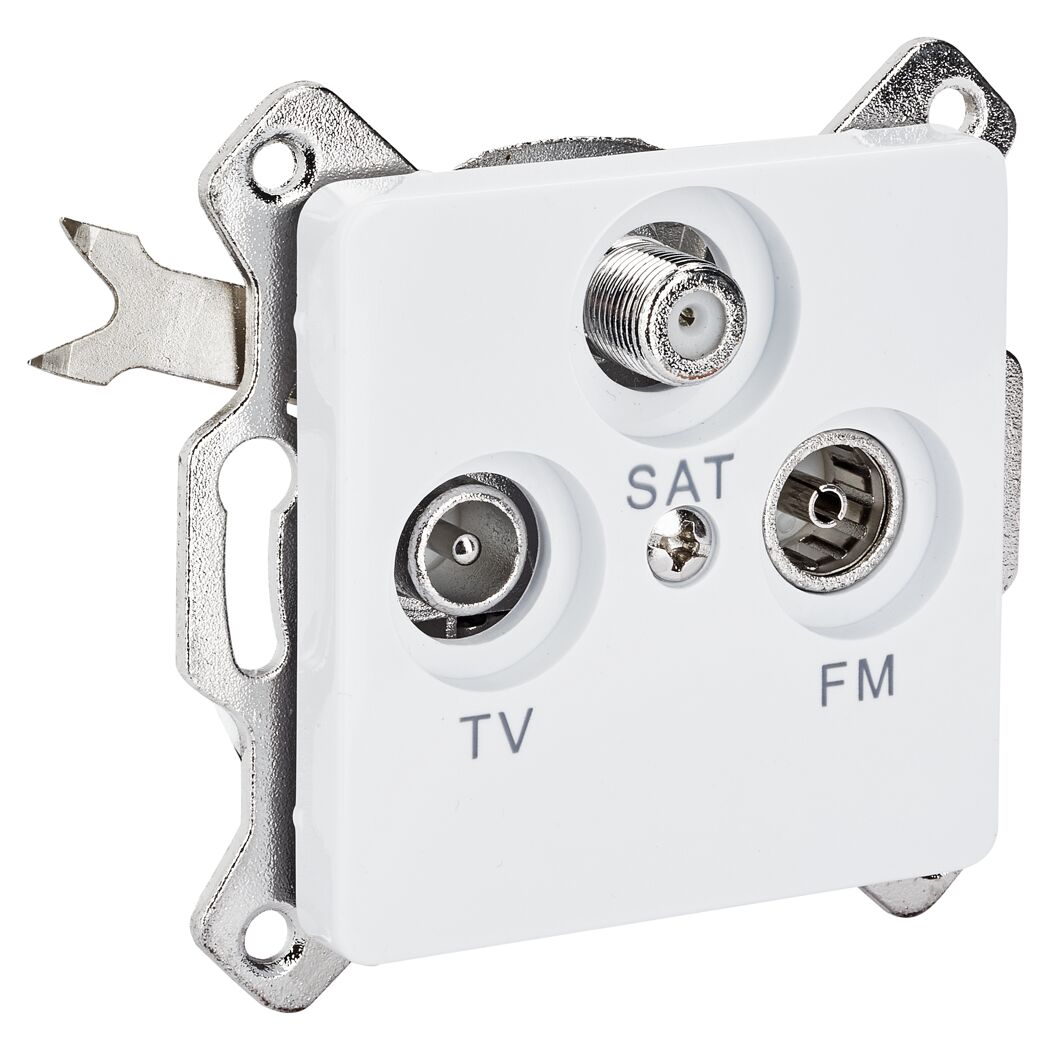 Weiße SAT-Antennendose mit TV, SAT und FM Anschluss
