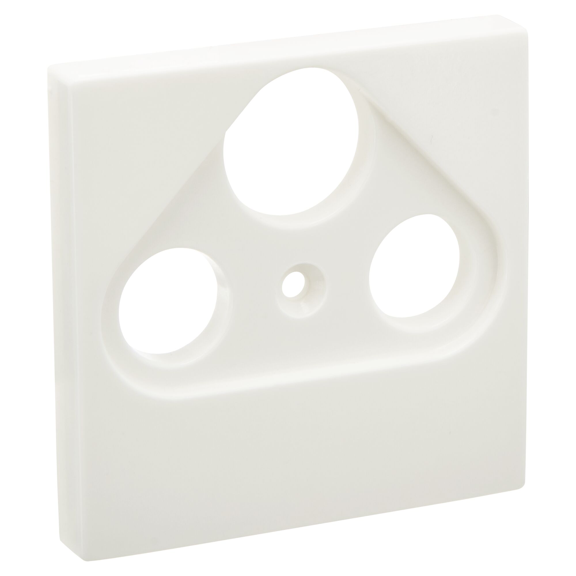 Weiße Abdeckung für drei Satelliten-Anschlüsse.