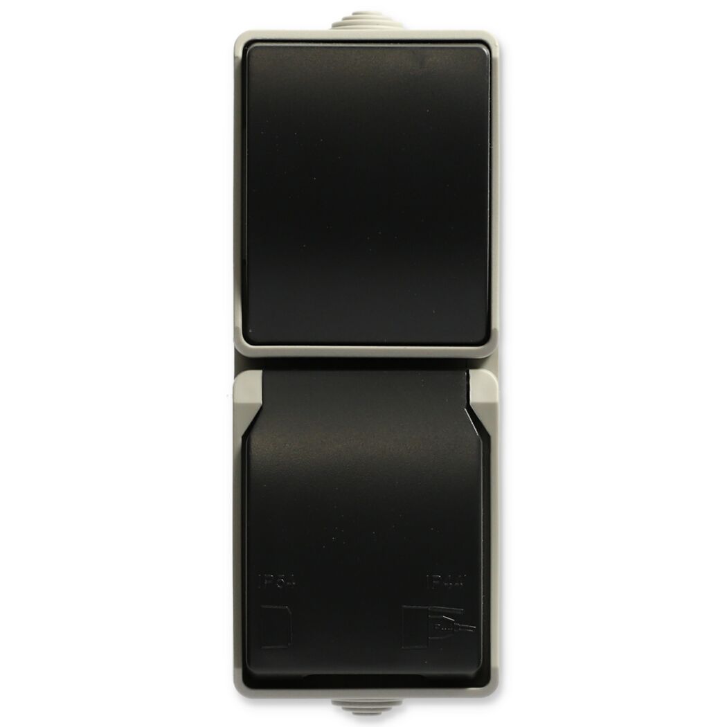 AP Kombi Aqua IP44 Steckdosen-Schalter schwarz