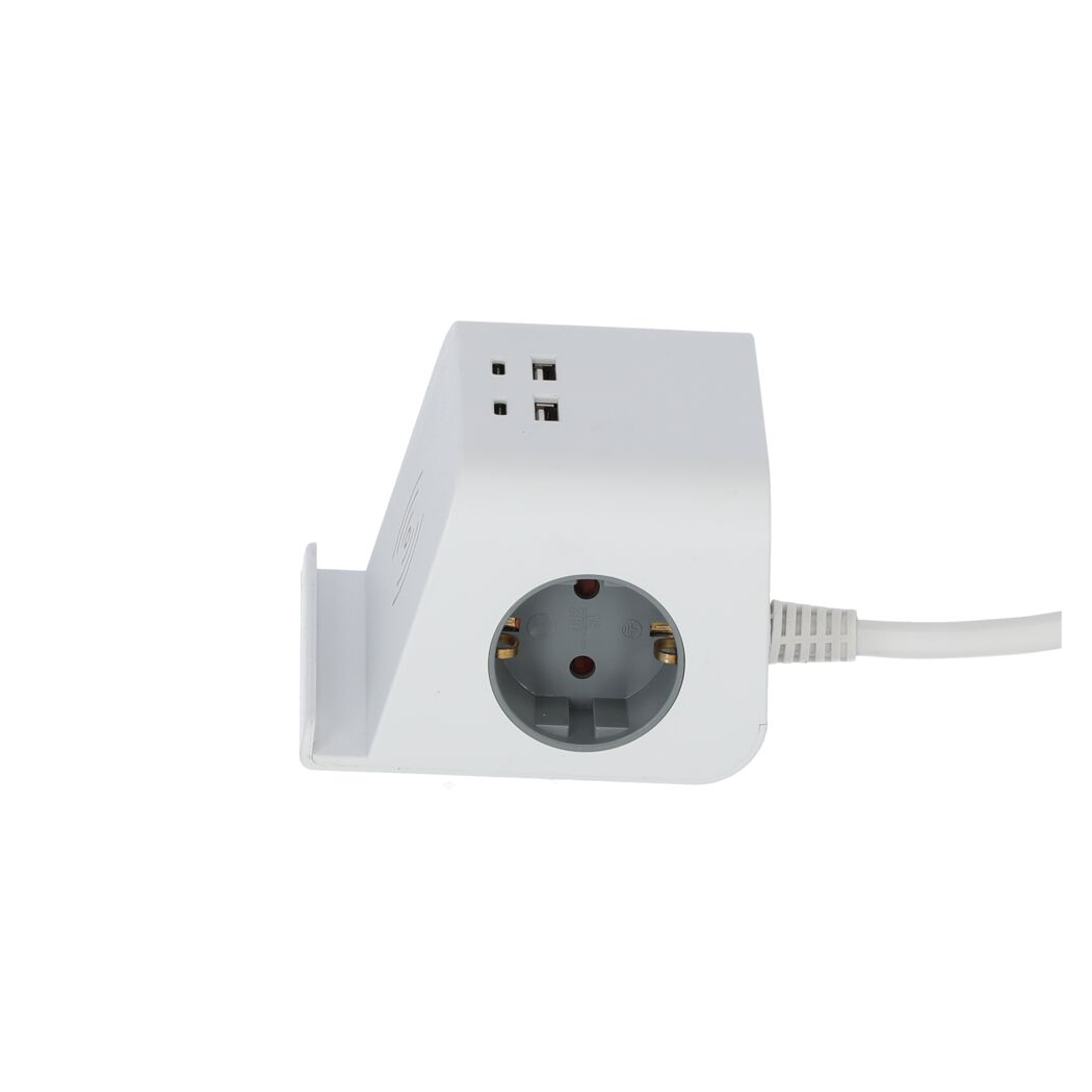 Weiße Schnellladestation mit USB A&C und Wireless Charging