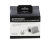 Verpackung einer weißen Schnellladestation mit USB und Kabellos-Ladefunktion.