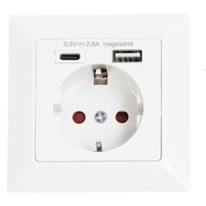 Unterputz-Steckdose mit 2 USB-Ports weiß 8 x 8 cm