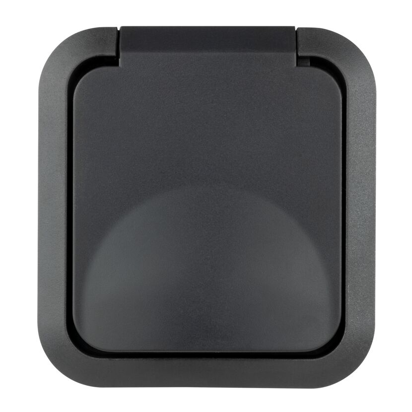 Schwarze AP-Steckdose IP55 Aqua Storm