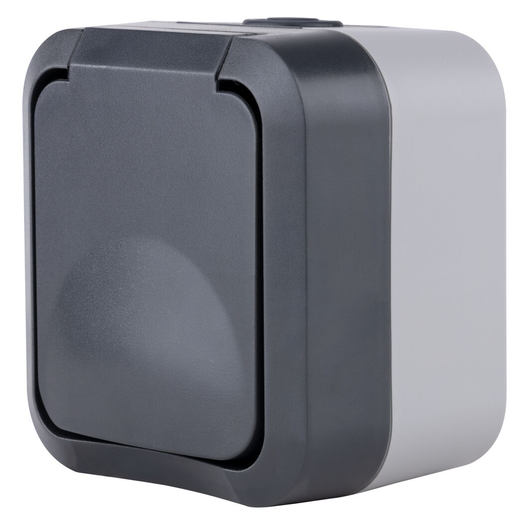 Graue AP-Steckdose IP55 Aqua Storm