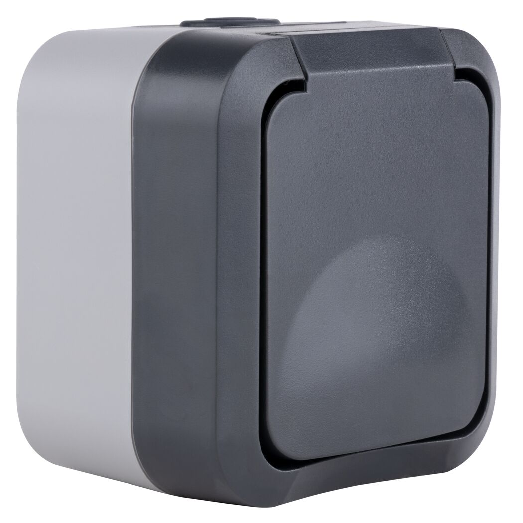 Graue AP-Steckdose IP55 Aqua Storm