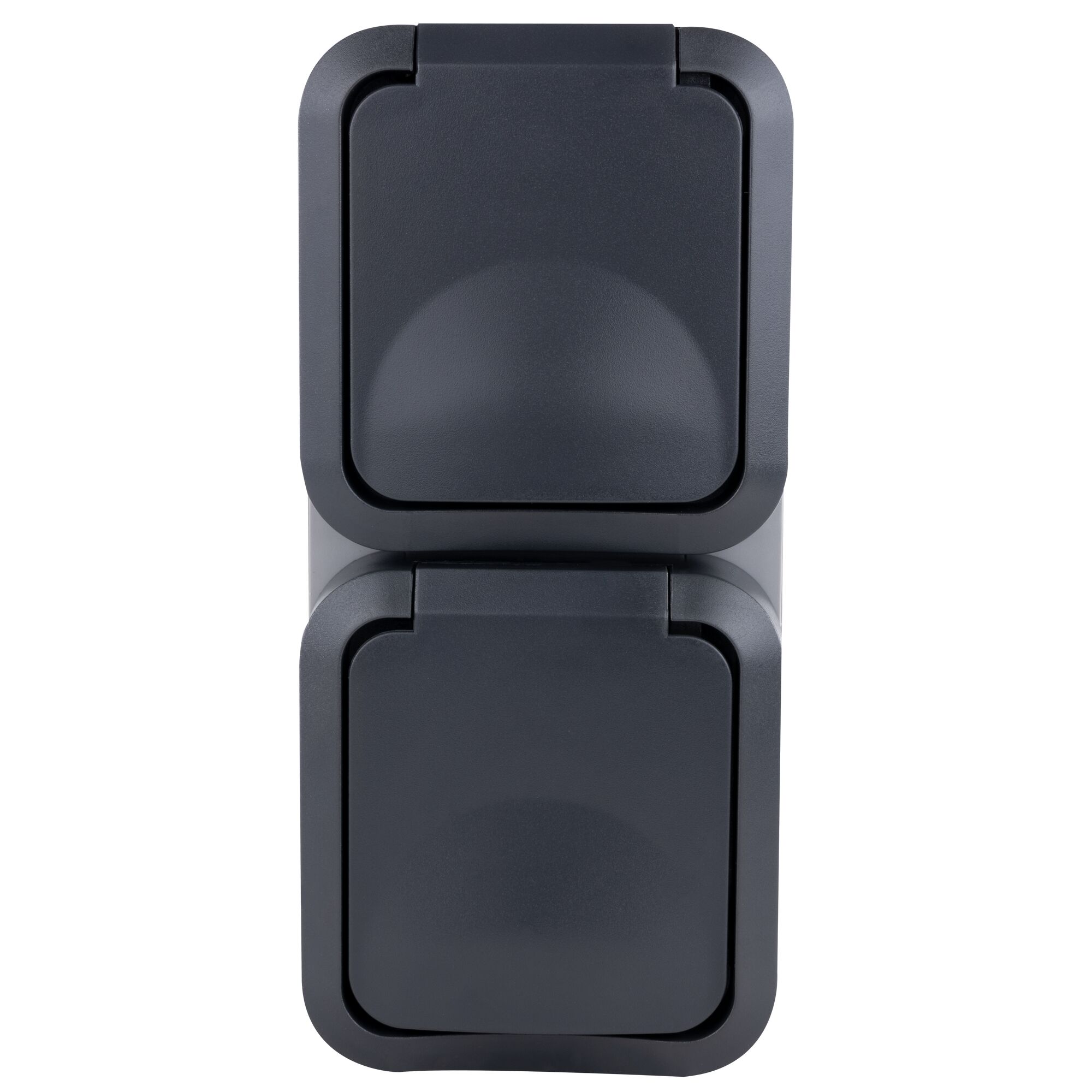Graue Doppel-Steckdose AP Aqua Storm IP55