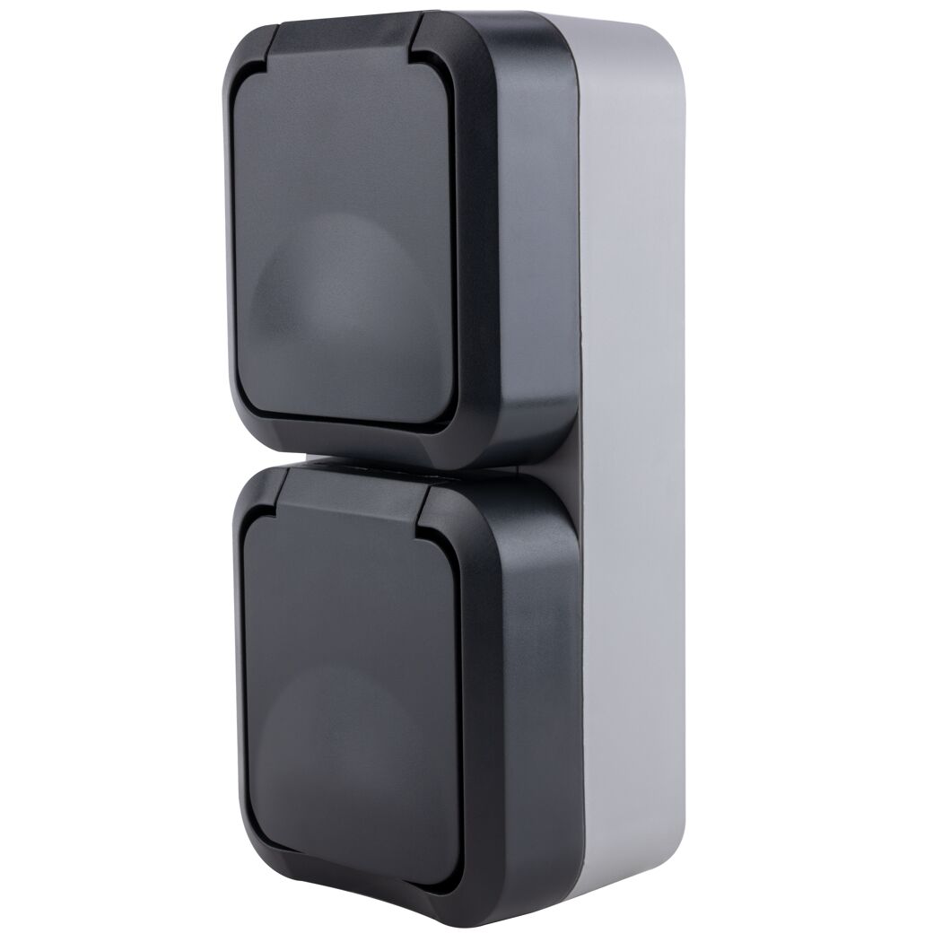 Schwarze AP-Steckdose IP55 Aqua Storm
