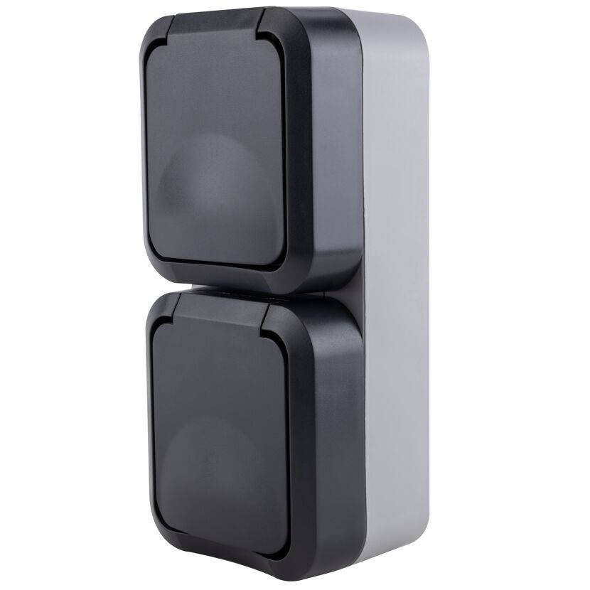 Schwarze AP-Steckdose IP55 Aqua Storm