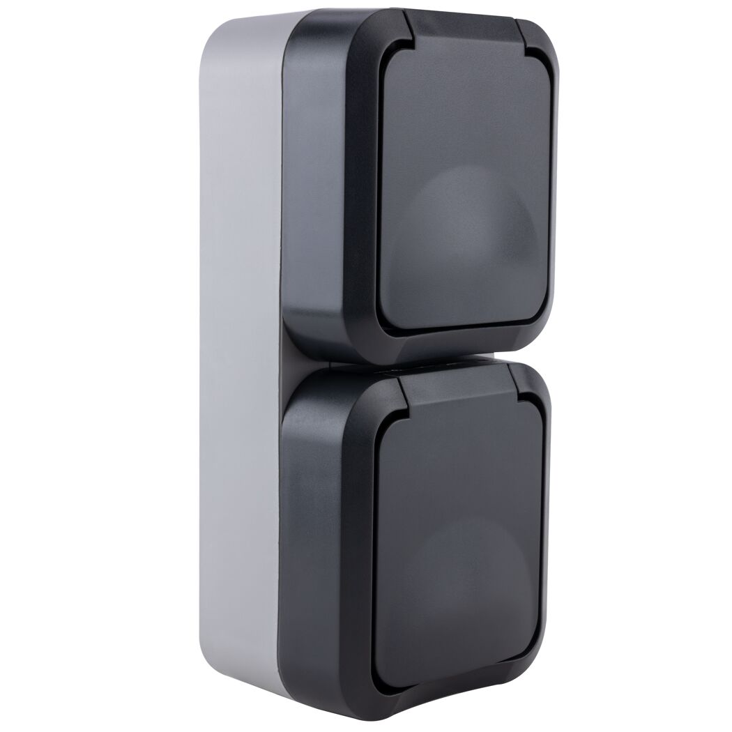 Schwarze AP-Steckdose IP55 Aqua Storm
