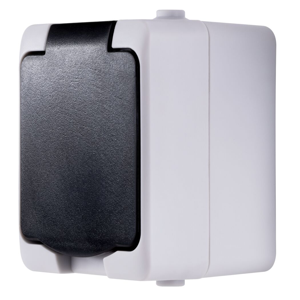 Graue AP-Steckdose IP54 Aqua Mini