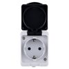 Graue AP-Steckdose IP54 Aqua Mini mit schwarzer Schutzklappe