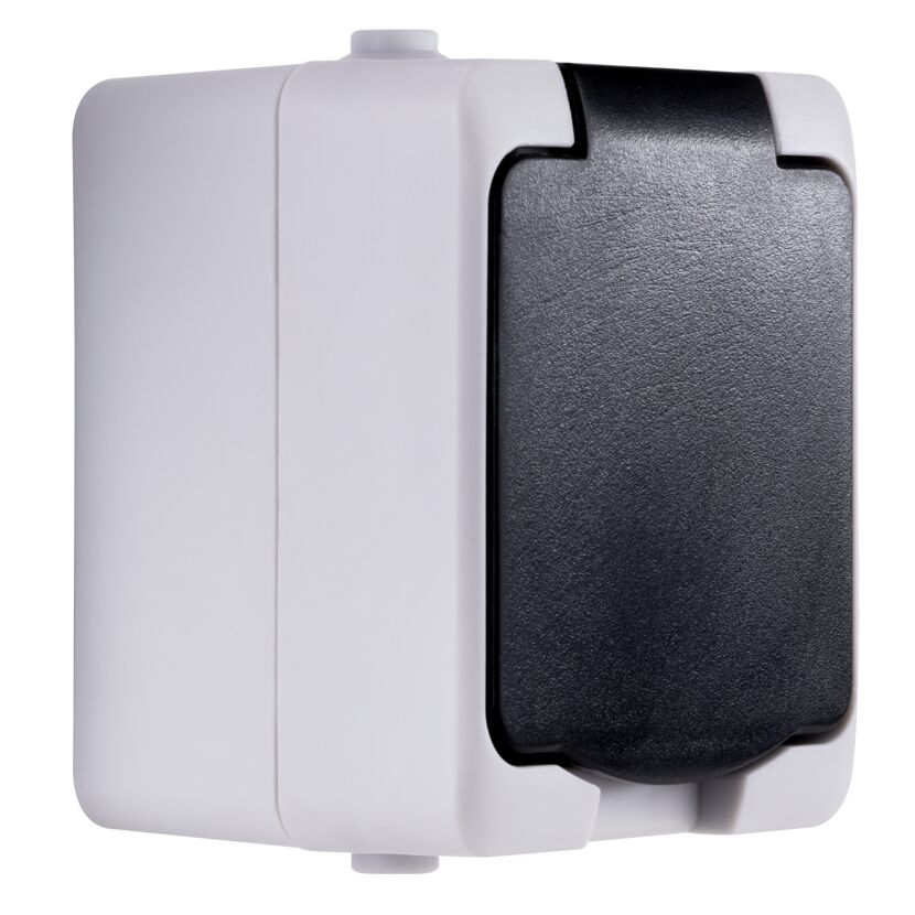 Graue AP-Steckdose IP54 Aqua Mini