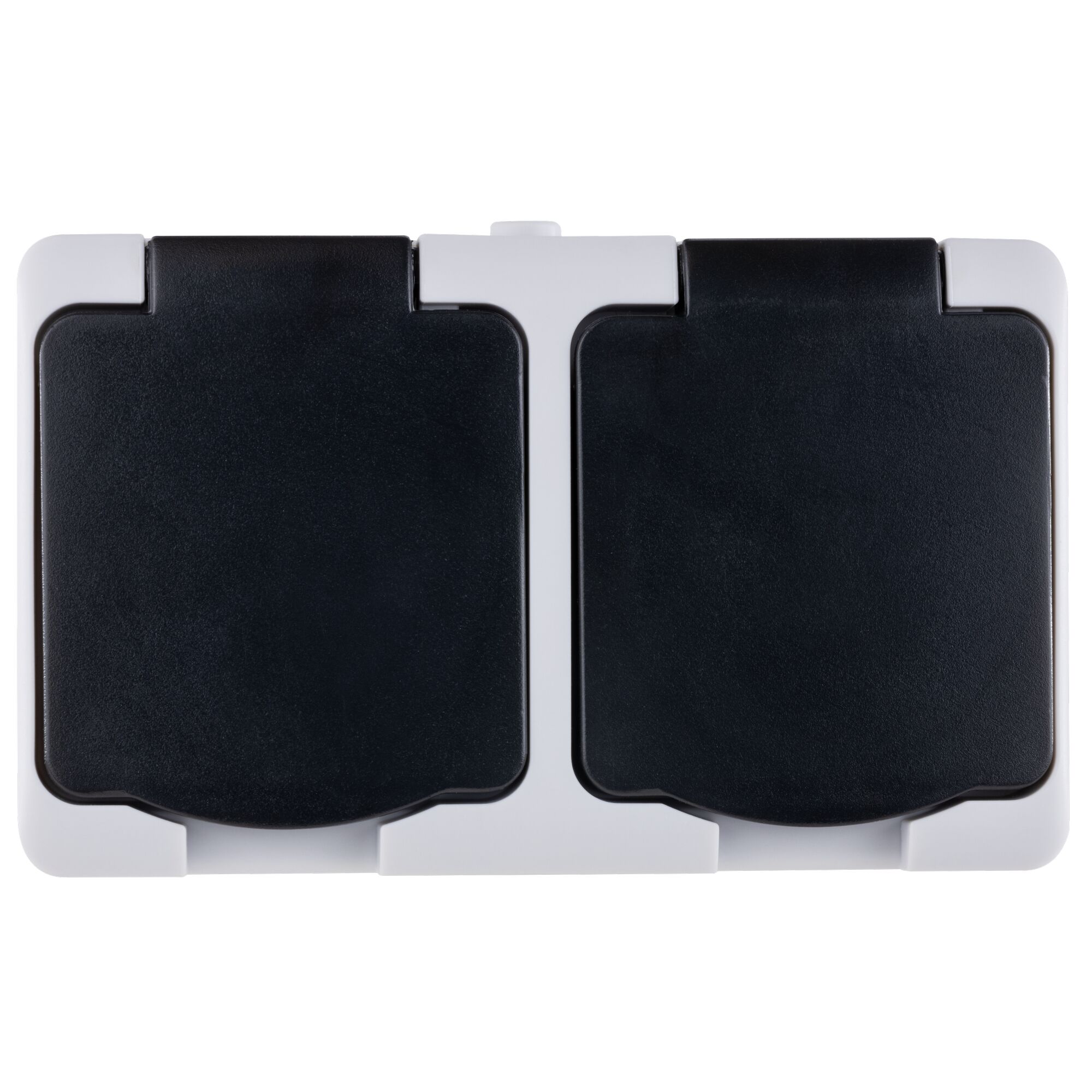 Schwarze AP Steckdose 2-fach waager IP54 AquaM