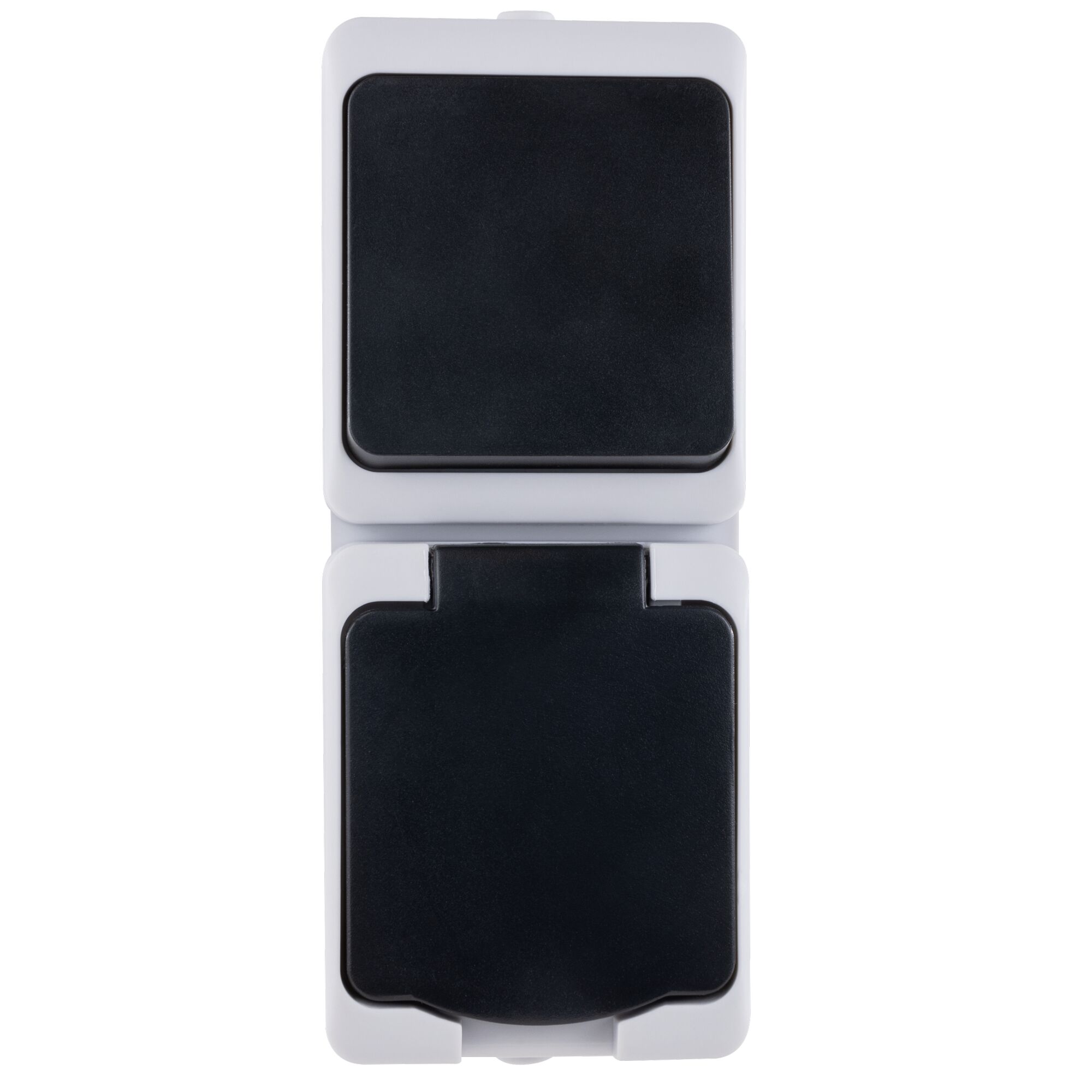 Doppel-Lichtschalter grau mit schwarzen Wippen