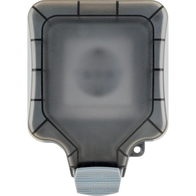 Grauer AP-Kasten mit geschlossenem Deckel