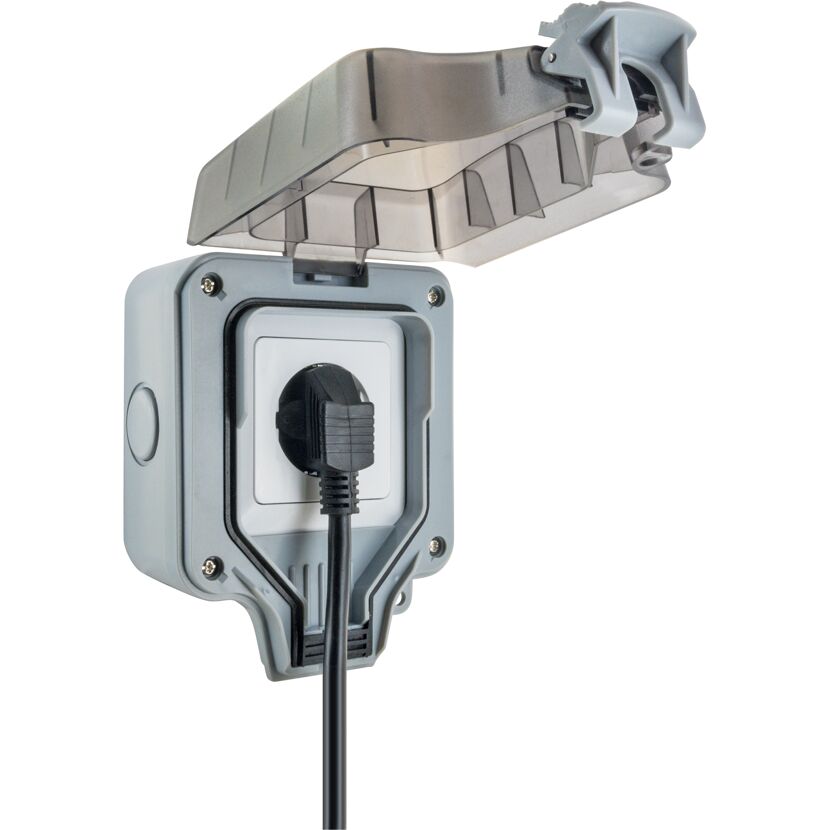 Außensteckdose mit Klappdeckel und Stecker