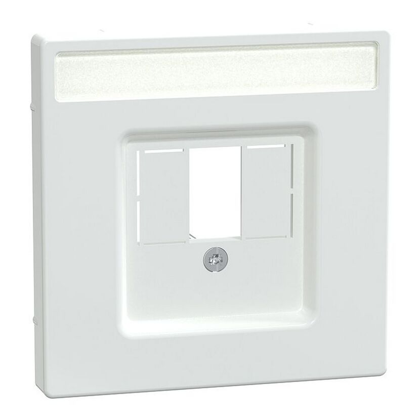 Abdeckung 'System Design' für TAE- Einsatz mit Schriftfeld lotosweiß glänzend 7,1 x 7,1 cm