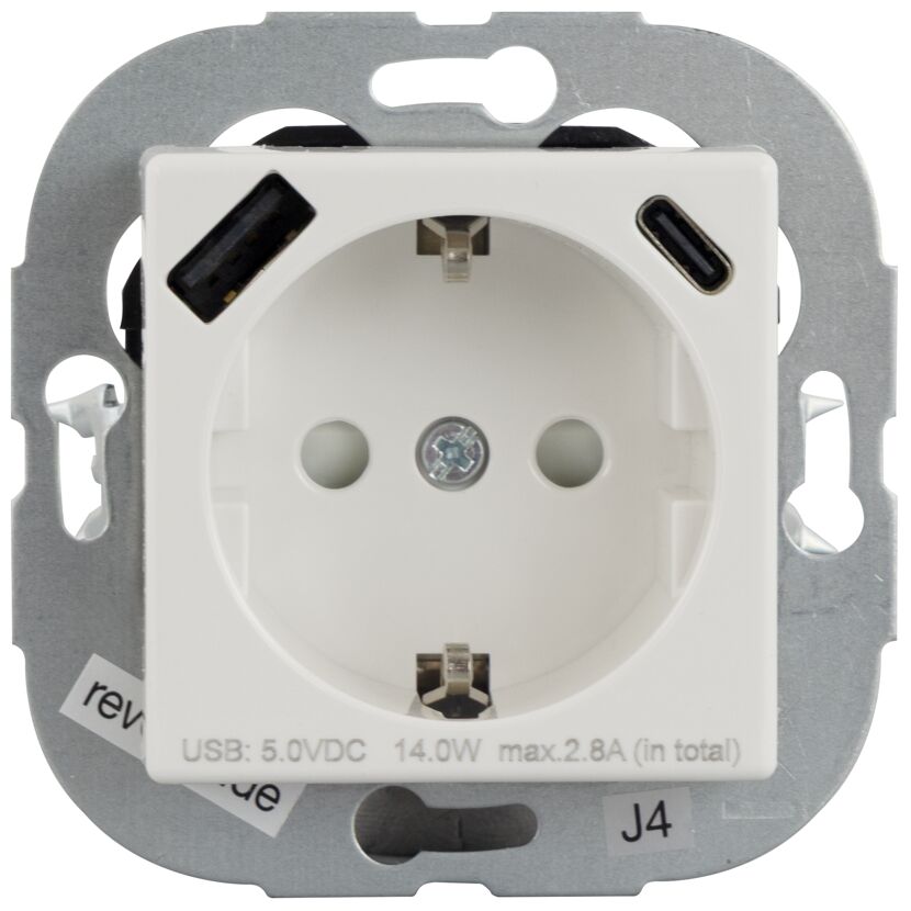 Steckdose 'Classic Line' weiß,  USB-A/USB-C