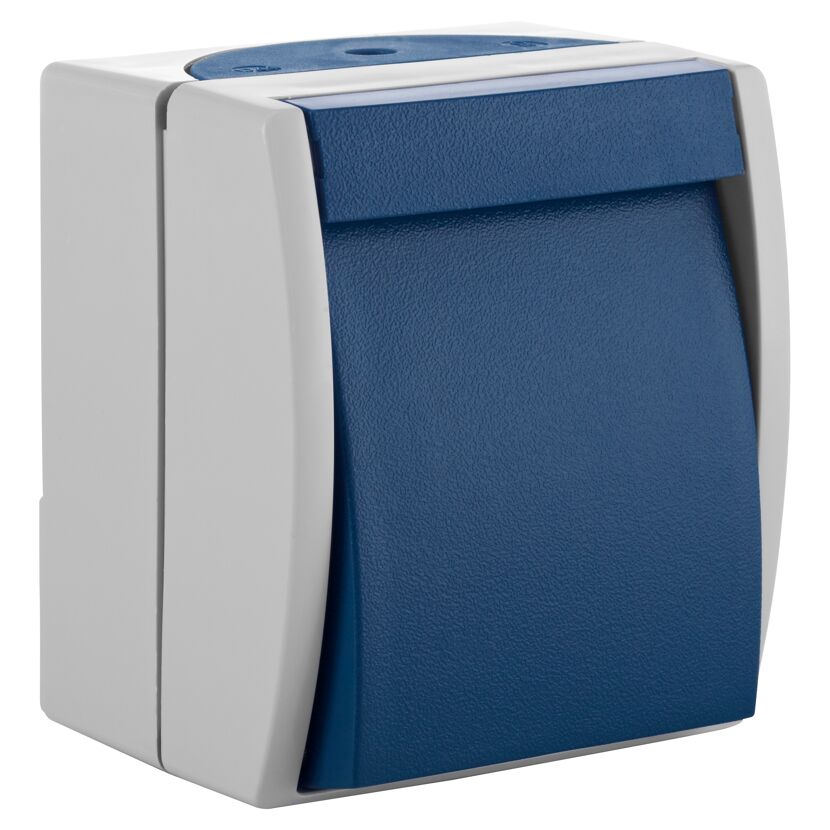 Blauer AP Wechselschalter IP44 Ocean B&J