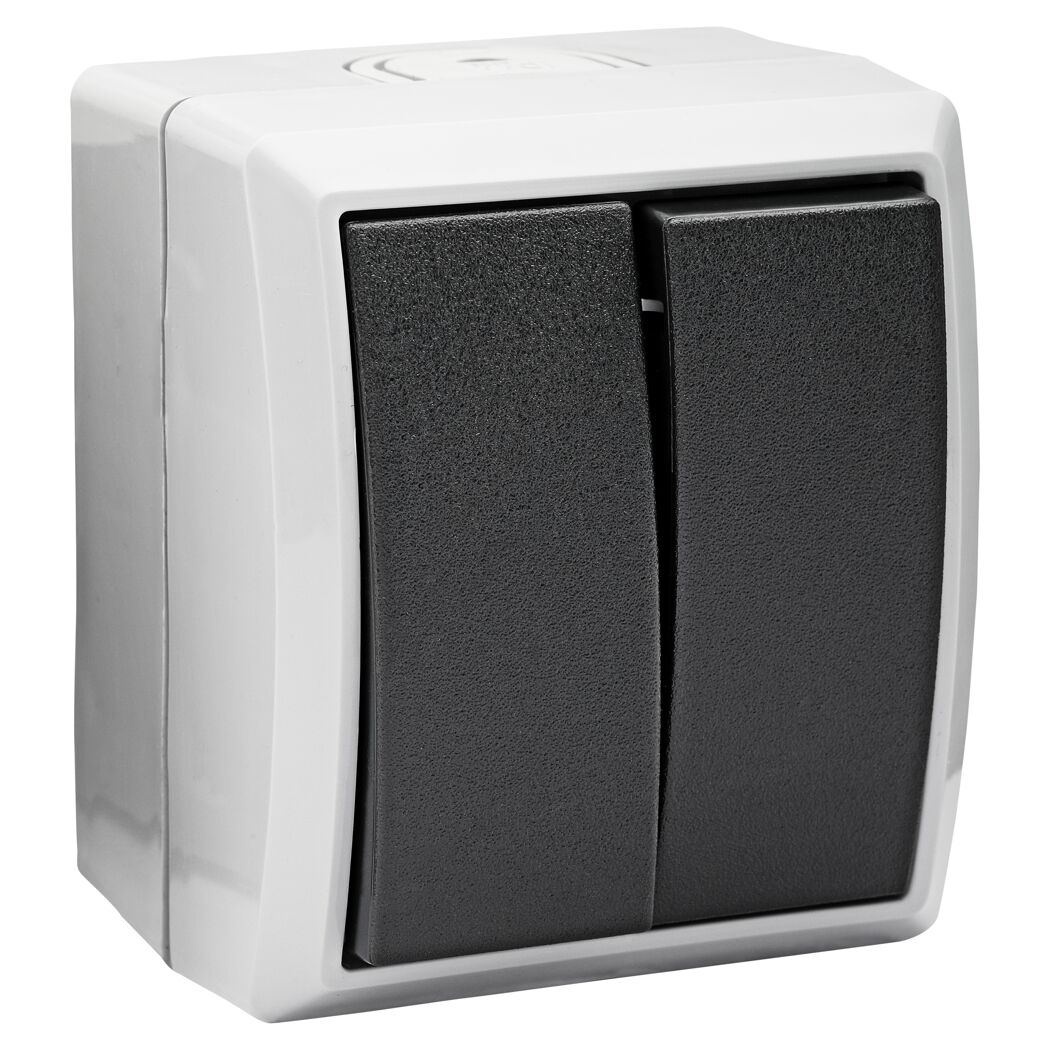 Grauer Serienschalter Aqua Form IP44, 2-fach