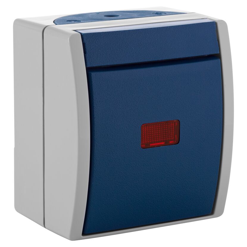 Blauer AP Kontrollschalter mit roter Glimmlampe