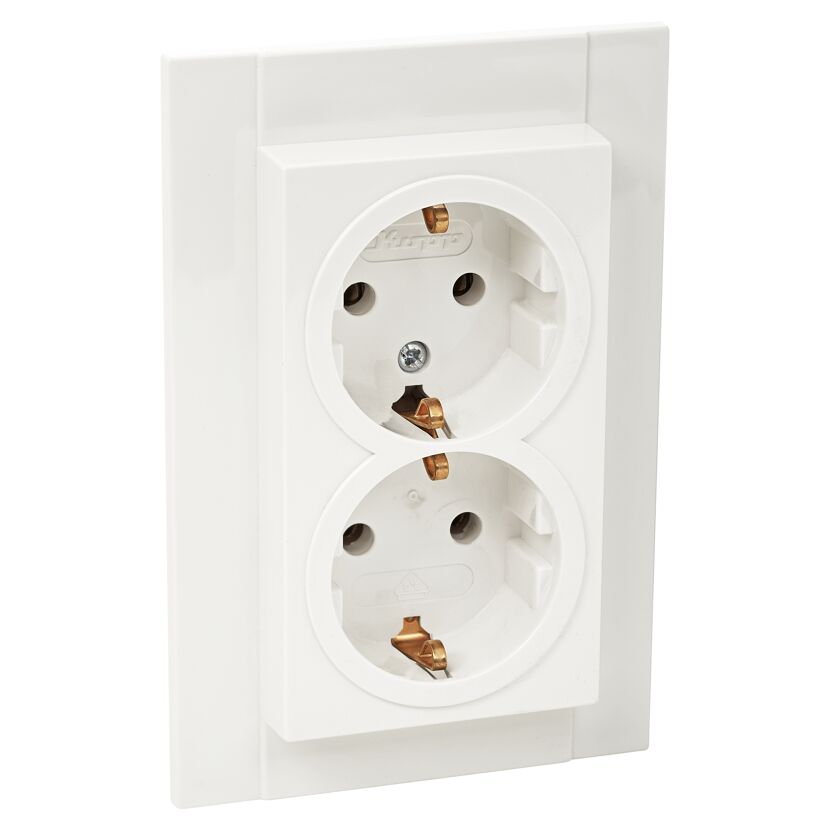 Weiße Doppelsteckdose Athenis