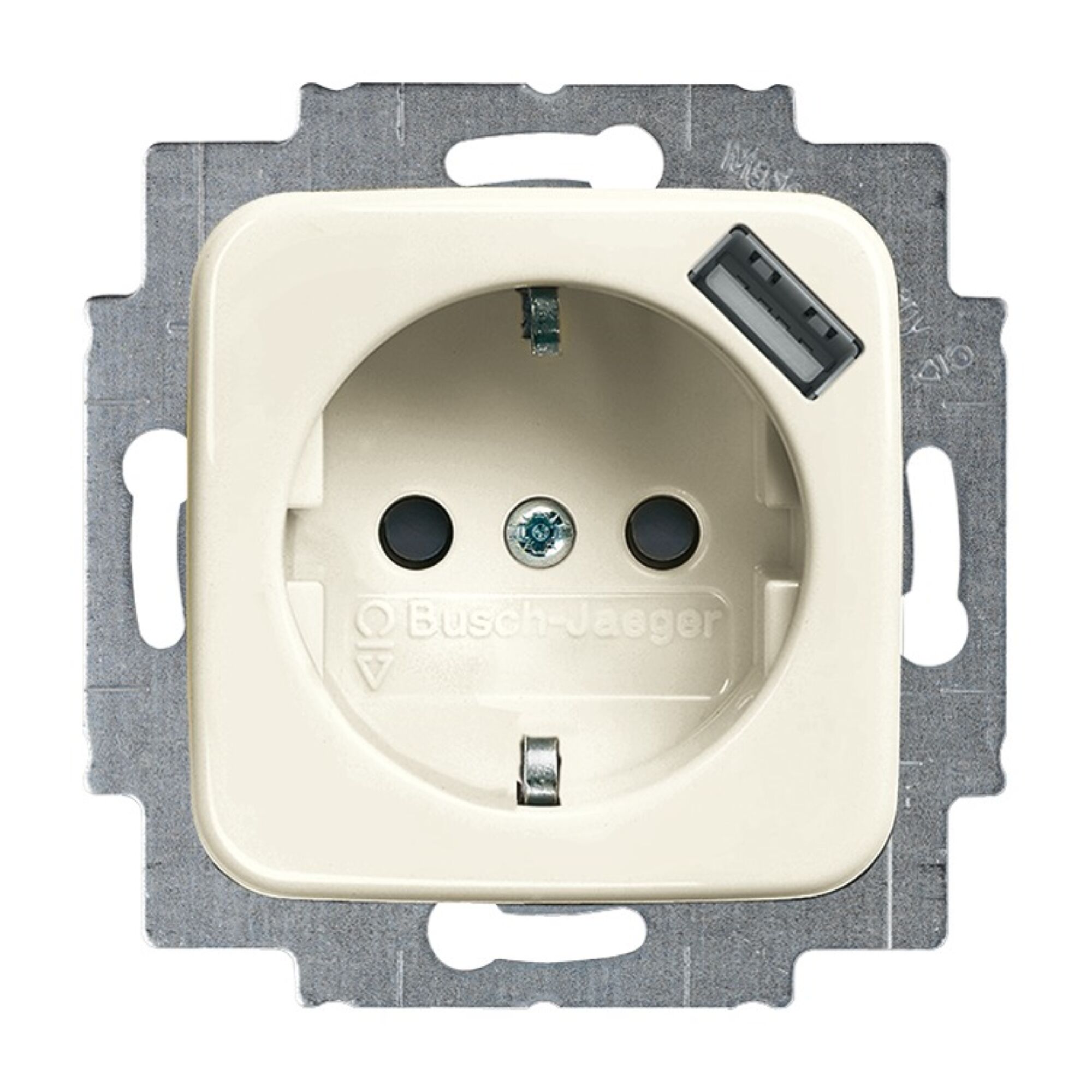 Beige Steckdose mit USB-Anschluss, Busch-Jaeger
